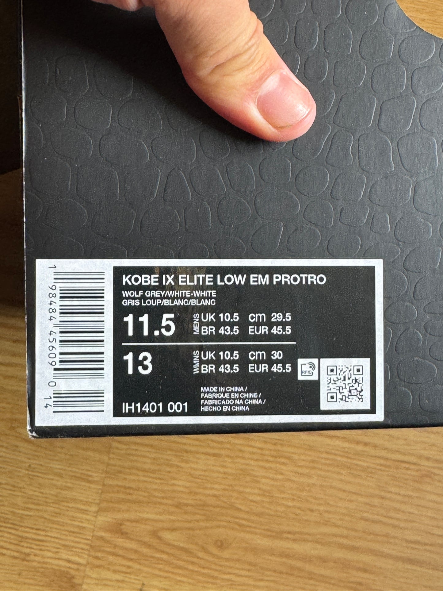 Nike Kobe 9 Low Protro Grey – Taille 45.5